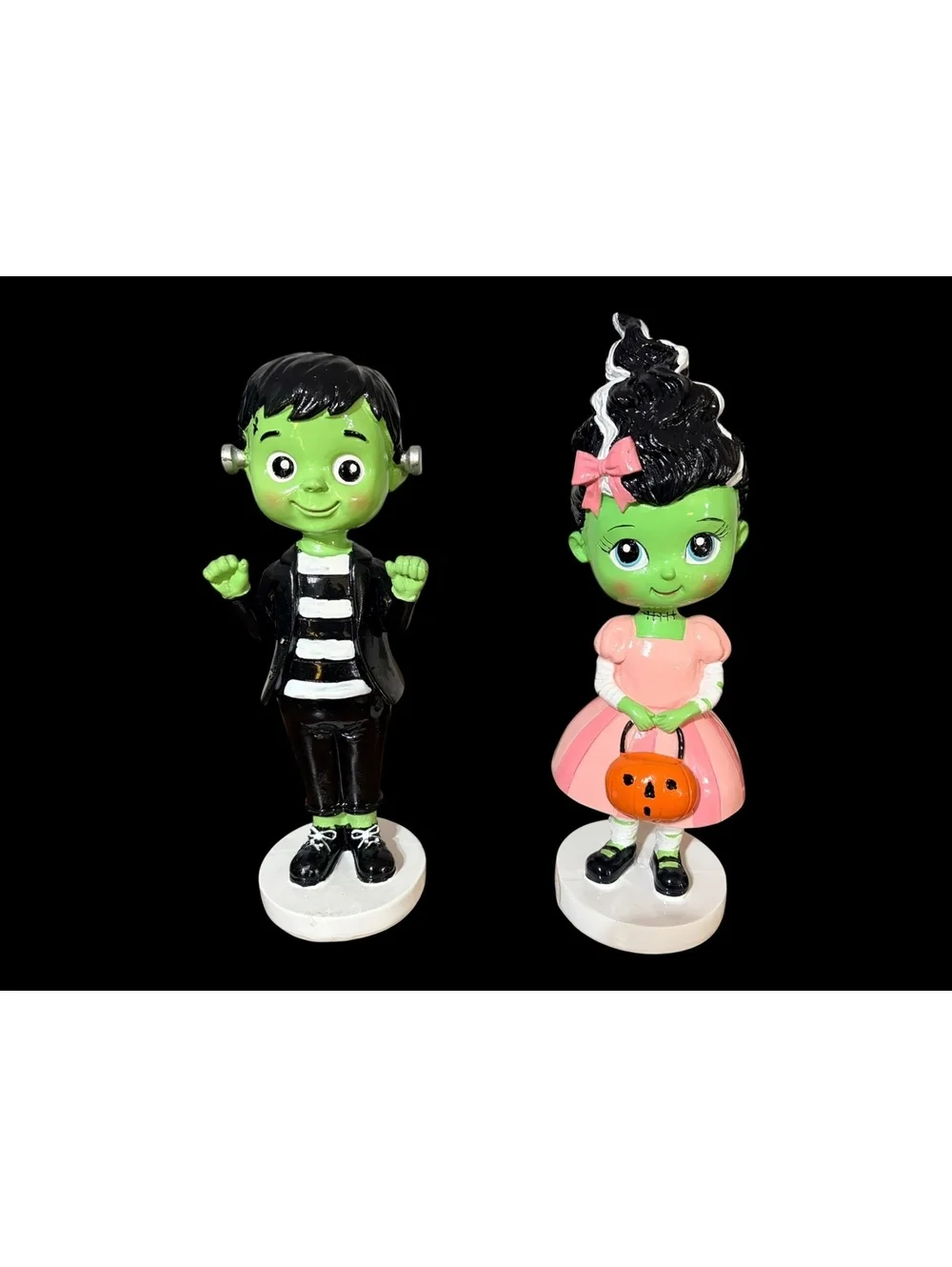 Frankenstein Boy and Bride Girl - Vintage Style Halloween Figurines